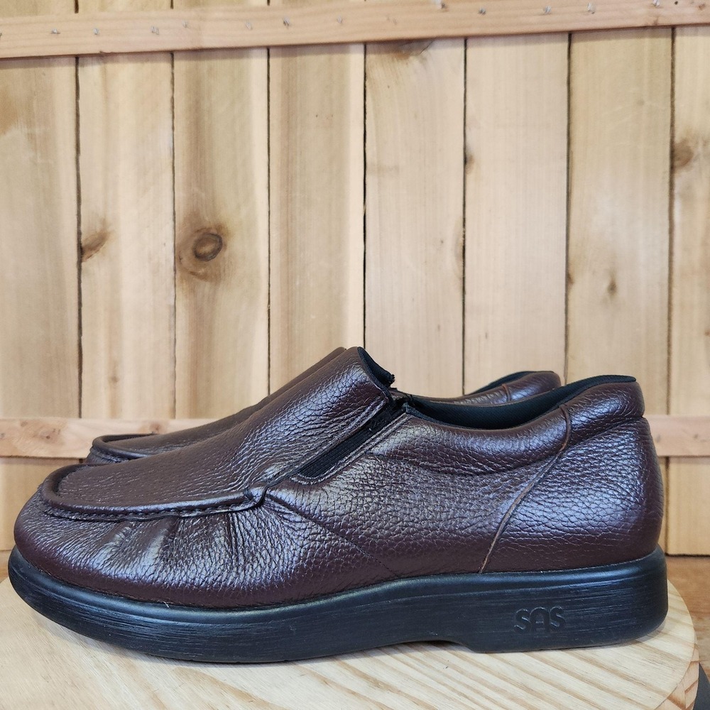 SAS Side Gore Loafer Shoes Mens 14.5 M Brown Leather Casual Comfort Walking